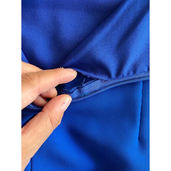 Blue Cocktail Dress Cobalt Sleeveless Laser Cutouts A-Line Round Neck Medium EUC - Picture 3 of 12